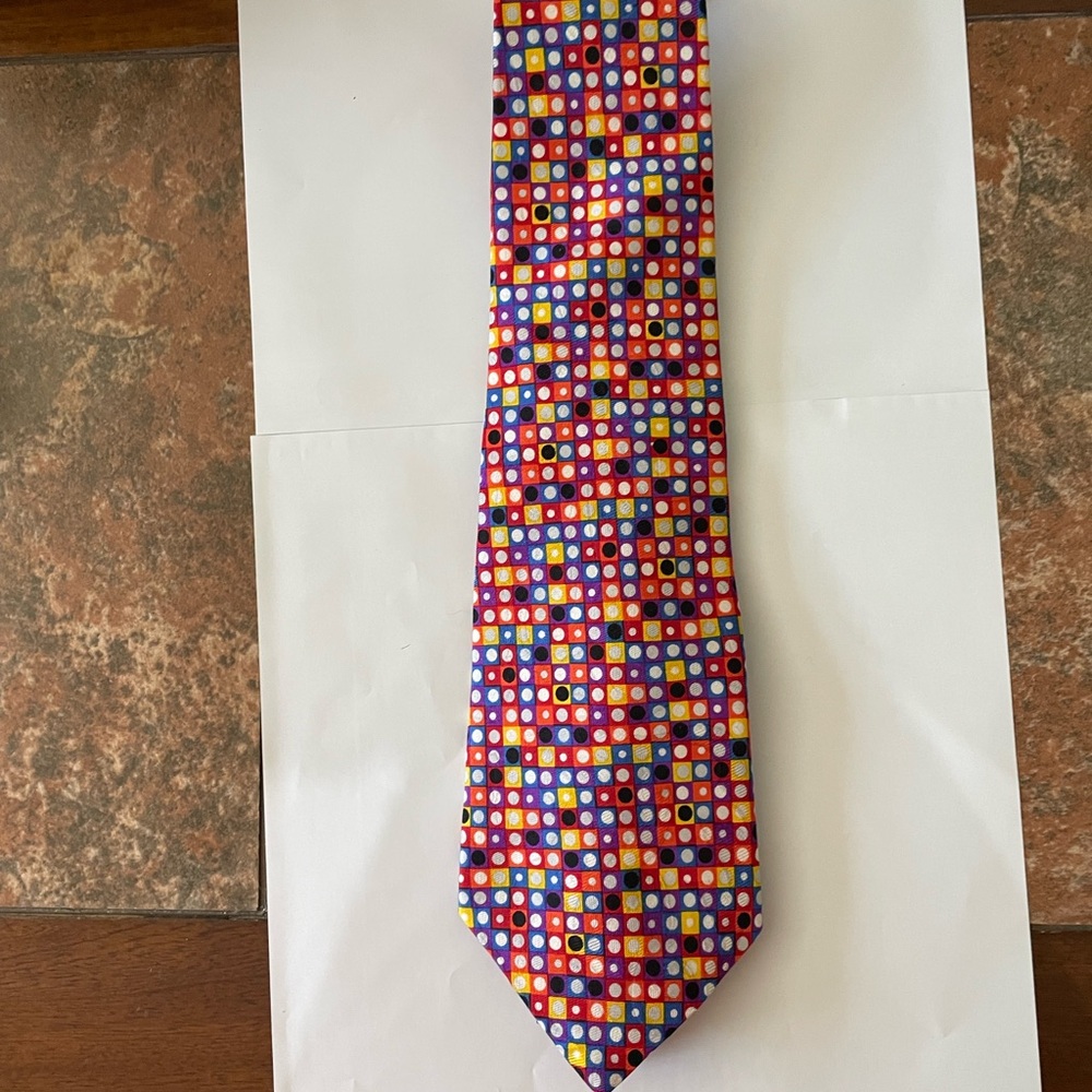 Paolo Rossi Colorful Geometric Patterned Tie 54” 4” wide